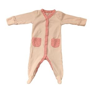 100% Cotton Onesie Footies Contrast Floral Pockets Snaps Baby 0-3